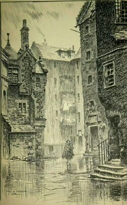 Original W H Caffyn Book Illustration (1928) James's Court, Edinburgh, Scotland - Picture 1 of 8