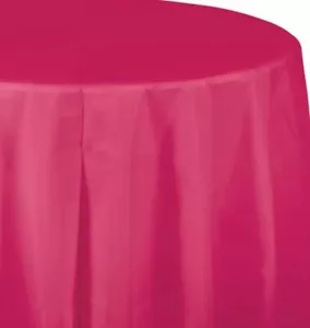 Hot Magenta Plastic Round Tablecloth 82" Tableware Decorations Party Supplies - Picture 1 of 1