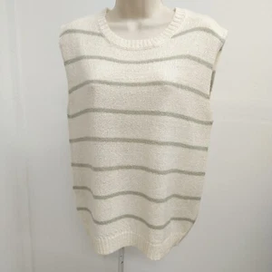 Mine Sweater Womens Large Beige Green Sleevesless Round Neck - Picture 1 of 17