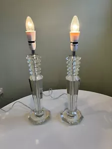 Stunning Pair 2 Maison Transparent Table Lamps Very Heavy 52cm PAT Tested Ex Con - Picture 1 of 13