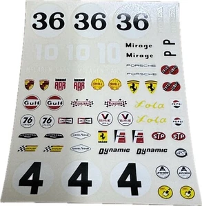 1/24 DYNAMIC Water Slide Slot Car Decal Sheet Mirage Lola McLaren Porsche - NOS - Picture 1 of 1