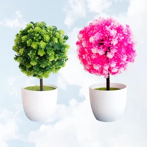 2 Pcs Faux Topf Tabletop Anlage Künstliche Buchsbaum Formschnitt Baum Gefälschte - Bild 1 von 11