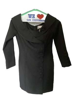 Mini Vestido Blazer Negro Hombro Descubierto Colección Misha Talla 6 Nuevo con Etiquetas Foto 1 de 4