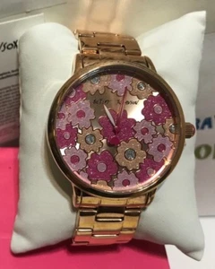 Betsey Johnson Rose Gold Pink Flowers 44mm Ladies Watch NUEVO! BJ00496-77 - Imagen 1 de 4