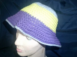 Child's Hand crocheted lite weight "Ready for Spring/Summer" Bucket Hat - Picture 1 of 3