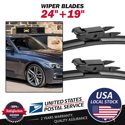 Set of 24"&19" Bracketless Windshield Wiper Blades For BMW 340i xDrive 2016-2018 — 第 1/4 张图片