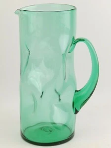 Mid Century Modern Blenko Art Glass Seafoam Green Dimple Pinched Water Pitcher - Picture 1 of 3
