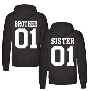 BROTHER & SISTER Hoodie Pullover Logo Print Friends Schwester BFF Lustig Spruch
