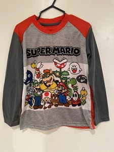 Nintendo Super Mario Kids Boys Mario Luigi Yoshi Polyester PJ Top Gray Red 4/5 - Picture 1 of 4