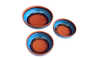 Terracotta Blue - Festive Set - Hand Painted From Spain - Picture 1 of 6
