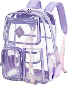 Clear Backpack for School Heavy Duty PVC Transparent Bag See through Bookbag for - Picture 1 of 12
