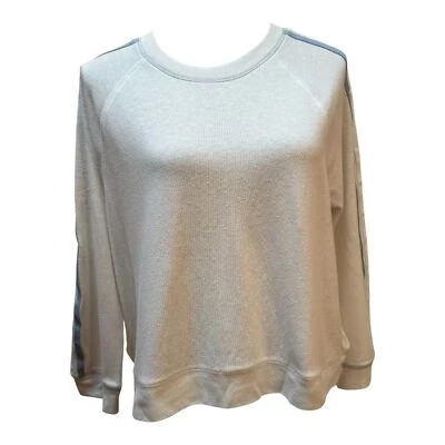 Splendid White with Blue Sleeve Stripes Long Sleeve Loungewear Sweatshirt Size M - Image 1 of 4