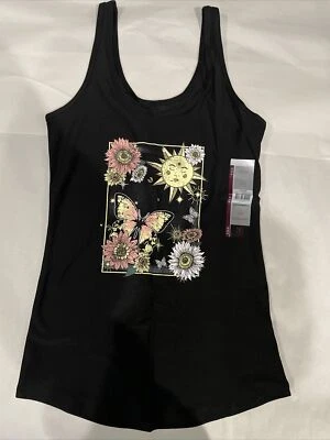 NO BOUNDARIES FITTED SOFT BLACK CELESTIAL SCOOP  Stretch Knit TANK SZ. Jr. S* - Image 1 of 2