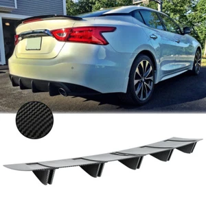 For Nissan Maxima Sedan Carbon Rear Bumper Lip Diffuser Shark Fins Wing Spoiler - Picture 1 of 11