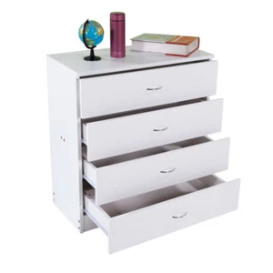 MDF Wood Simple 4-Drawer Dresser White - Picture 1 of 24
