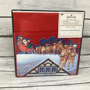 Santa And Reindeer Vintage Hallmark Pop Up 3D Christmas Card Paper Art - Picture 1 of 8