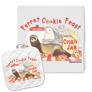 Ferret Kitchen Dish Towel and Pot Holder Gift Set - Picture 1 of 1