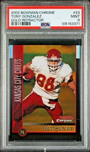 2002 Bowman Chrome #23 Tony Gonzalez Gold Refractor /50 PSA 9 POP 2 None Higher - Picture 1 of 3