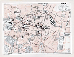 21 Dijon 1909 pt. plan ville orig. + guide (17 p.) académie Carnot synagogue - Picture 1 of 2