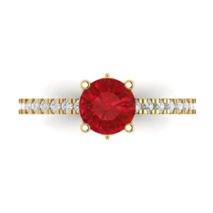 1.465 tcw Round Cut Engagement Ring 14K Yellow Gold Tourmaline Promise Ring - Picture 1 of 11