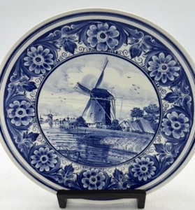 Delft Blue Windmill Handpainted Hanging/Decorative Plate Holland DMV Holland 10” - Picture 1 of 10