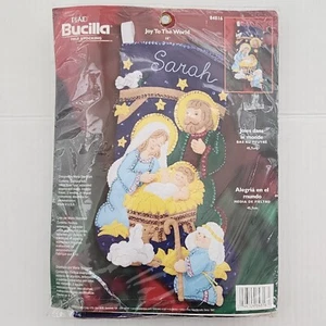 Bucilla JOY TO THE WORLD Filz Weihnachtsstrumpf Kit #84816 Heilige Familie Krippe - Bild 1 von 6