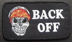 BACK OFF SKULL - SEW ON IRON ON BIKER MOTORCYCLE PATCH - Picture 1 of 1