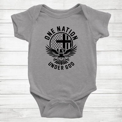 Body de bebé One Nation Under God mameluco raglán de una pieza regalo patriótico libertad Foto 1 de 3