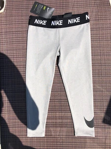 NWT Girls NIKE DRI-FIT LEGGINGS Gray Logo Waistband Size 4 3-4 Year Old - Picture 1 of 3