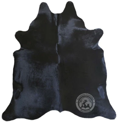 Black Cowhide Rug - Size  6' x 7-8' - Image 1 of 4