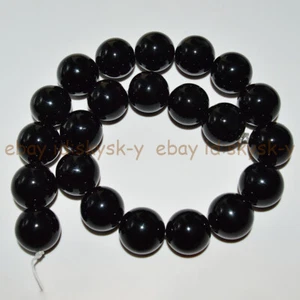 18 mm Natürlicher Schwarz Achat Rund Edelstein Lose Perlen 15 Zoll Strang - Bild 1 von 3