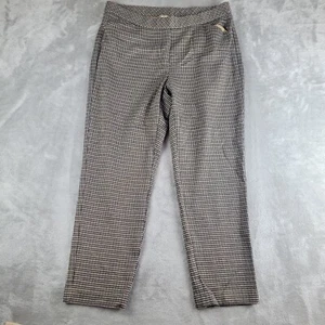Pantalones para mujer Jill XL (34x28) negro tostado a cuadros ponte pierna delgada cintura elástica - Imagen 1 de 14