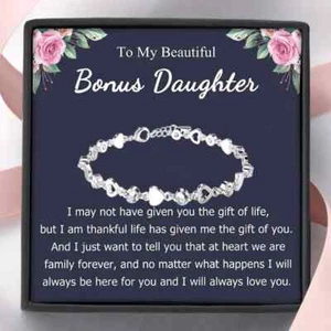 Bonus Daughter Bangle Bracelet Bohemian Elegant Style, Synthetic Cubic Zirconia - Picture 1 of 9