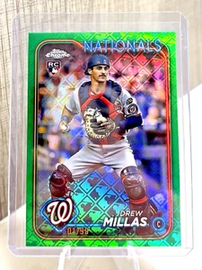 2024 Topps Chrome Logofractor Drew Millas RC Green Refractor /99 #85 Nationals - Picture 1 of 2