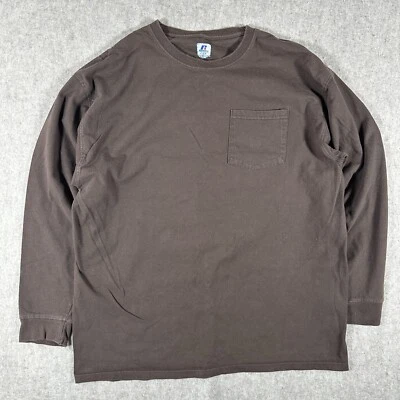2000s Russell Athletic Shirt Men Large Brown Cotton Long Sleeve Boxy USA - Image 1 of 4