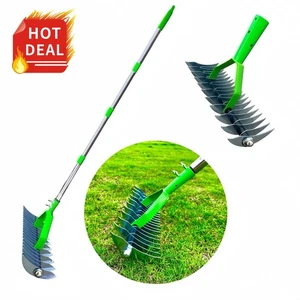 Durable Stainless Steel Lawn Rakes Adjustable Handle For Dead Grass Removal - Picture 1 of 6