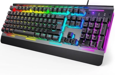 tecknet rgb gaming tastatur für pc, membran tastatur mit 105 tasten, vollmeta... - Bild 1 von 4
