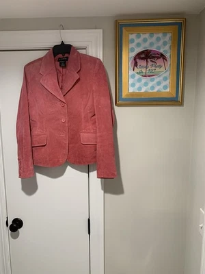 Blazer Metrostyle Mujer 6 Rosa Gamuza Cuero Chaqueta 2 Botones Muesca Solapa Foto 1 de 4