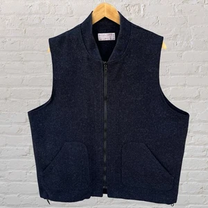 Vintage Filson Vest 100% Wool Mackinaw Black Full Zip Workwear USA Men's XL - Picture 1 of 4