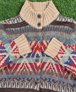 Ralph Lauren Strick Azteken Southwestern Indianer Cowboy Cardigan Polo Pullover M - Bild 1 von 12