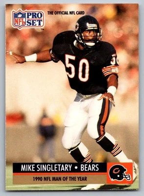 1991 Pro Set FACT Mobil Mike Singletary Chicago Bears #5 - Image 1 of 2