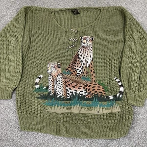 Womens Safari Club “Out Of Africa” Collection Made In Kenya Knitted XL ? Cheetah - Bild 1 von 12
