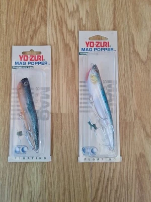 YO ZURI X2 SEÑUELOS DE PESCA VINTAGE FLOTANTE MAG POPPERS 4 1/8 "Y 5" SIN ABRIR Foto 1 de 4