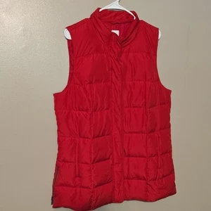 J Jill Down Red Puffer Vest Women's' Size Large Ski Winter Outdoors Warm Layer - Picture 1 of 4