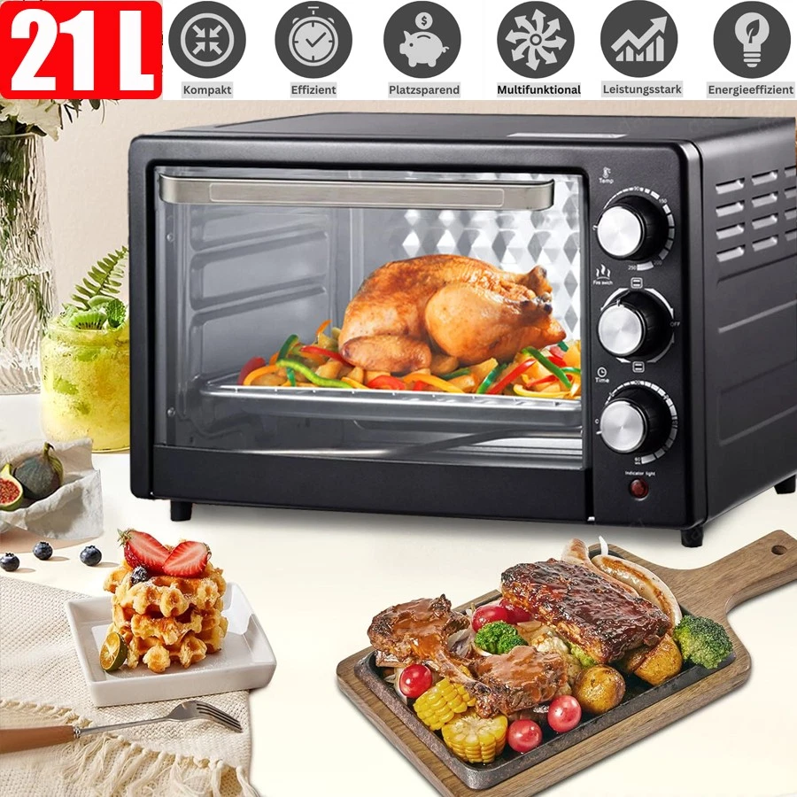 Mini Backofen Pizzaofen 21 Liter Backofen freistehend Minibackofen 1000 W - Bild 1 von 4