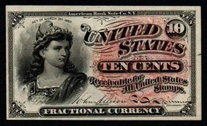 10c 1869-75 CRISP AU 4th Issue LADY LIBERTY Fractional Currency! - Picture 1 of 2