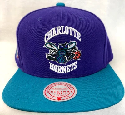 Gorra Mitchell & Ness Charlotte Hornets NBA Snapback Logo 3D verde azulado púrpura sombrero nueva con etiquetas Foto 1 de 4