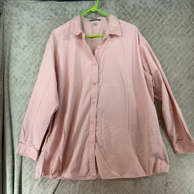 Camisa con botones Port Authority para mujer 2X rosa claro manga larga mezcla de algodón Foto 1 de 4