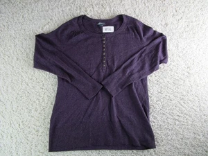 Eddie Bauer Sweater Women's Cardigan M round neck quarter button Long Sleeve - Picture 1 of 10