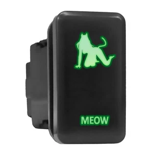 MEOW - Green Backlit Tall Push In Switch 1.54"x 0.83" (Fit: Toyota) - Picture 1 of 6